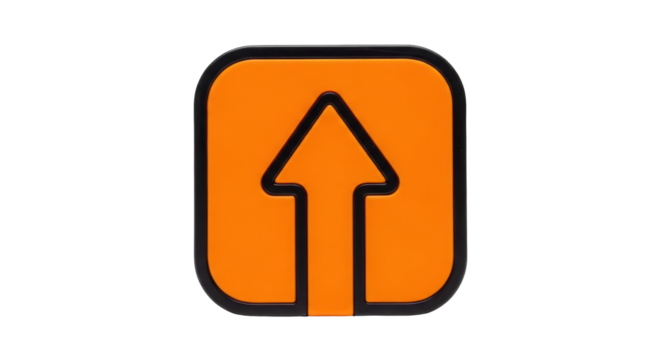 Isolated Orange Arrow in Square