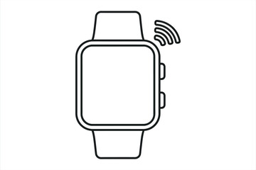 Black outline of a smartwatch with wifi signal icon on white background wearable technology wireless
