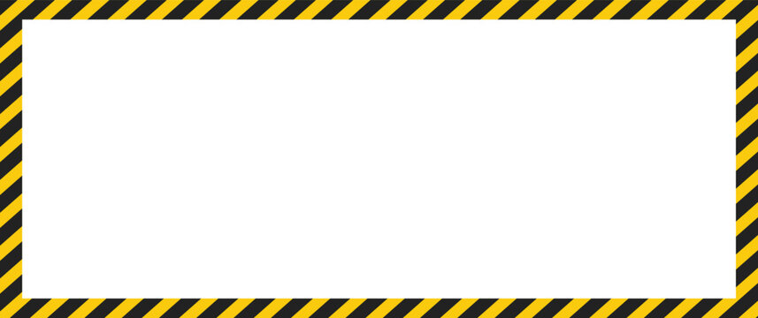black yellow caution stripes square frames. Warning tape with yellow and black Diagonal stripes rectangle square box frame. Safety attention or warning labels symbol