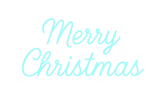 Elegant light blue merry christmas lettering on transparent background