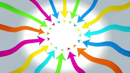 Colorful arrows radiating from the center on a light background, symbolizing direction and choice - Powered by Adobe