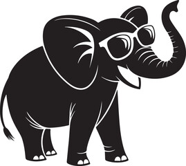 Cool Stylish Elephant Wearing Sunglasses Vector Illustration