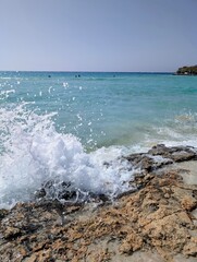 Coastline of Nissi Beach in North Cyprus on sunny day
