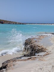 Coastline of Nissi Beach in North Cyprus on sunny day
