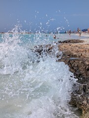 Coastline of Nissi Beach in North Cyprus on sunny day