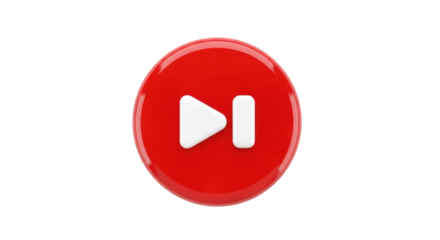 Isolated Red Circle with Play and Pause Symbols, Media Player Navigation Button Concept