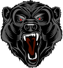 Aggressive Black Bear Head