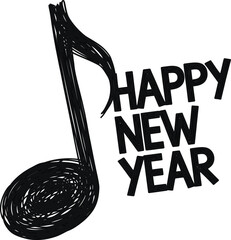 Happy New Year music note graphic design