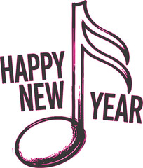 Happy New Year music note graphic design