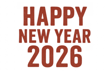 Happy new year 2026 greeting on transparent background