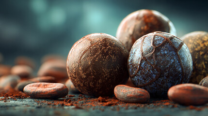 Indulge in delicious artisan chocolate truffles and cocoa beans perfect for decadent dessert concepts
