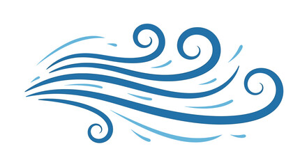 Fototapeta premium Decorative blue graphic element evoking wind, water, or air flow