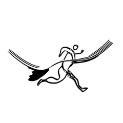 Obraz premium Runner finish line race running marathon sport competition athlete speed fitness exercise winner champion sprint