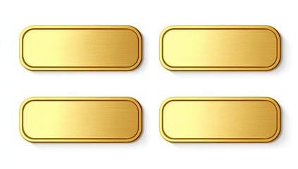 Four gold rectangular plates, with a brushed metal effect