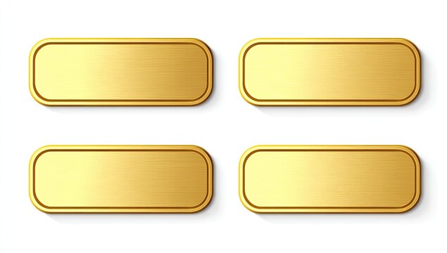 Four gold rectangular plates, with a brushed metal effect