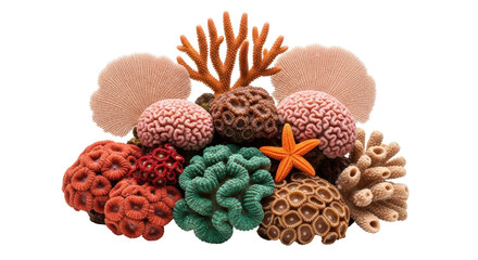 Isolated Colorful coral collection, sea marine life nature concept, artistic decoration