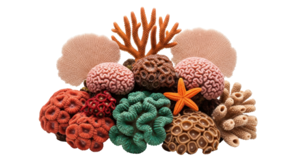Isolated Colorful coral collection, sea marine life nature concept, artistic decoration