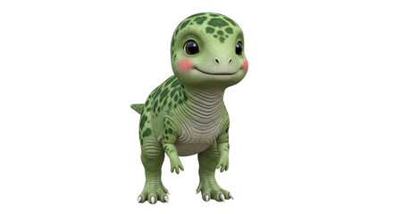 Fototapeta premium Isolated Baby Dinosaur, Green and Adorable, Smiling and Cute, Prehistoric Animal