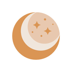 boho style logo with moon and stars vector art