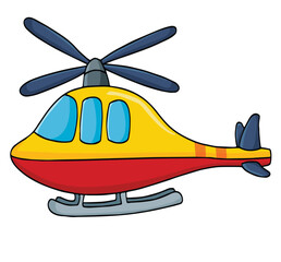 cute cartoon hand drawn vector helicopter clipart.