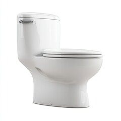 White ceramic toilet, angled view