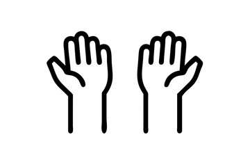 Fototapeta premium Hands raised up line and solid icon, Education concept, raising up hands in air sign on white background, raised arms icon in outline style for mobile concept and web design. Vector graphics .Hands R 