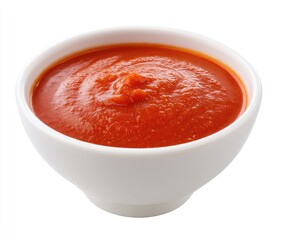 Red sauce in a white bowl