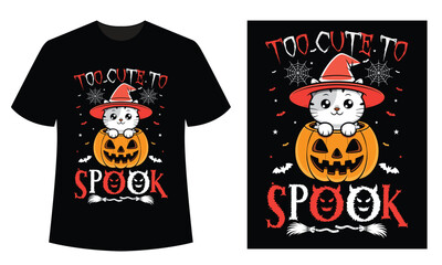 Custom Halloween Cat, Pumpkin, Ghost, Skeleton, Spooky, Cute, Funny, T-Shirt Design for Halloween Lover