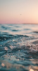 Ocean waves at sunset. Soft light. Water splashes