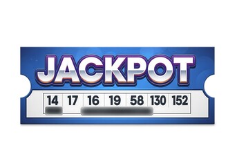 Fototapeta premium Winning Lottery Ticket Jackpot Numbers 14, 17, 16, 19, 58, 130, 152