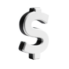 3D rendered silver dollar sign