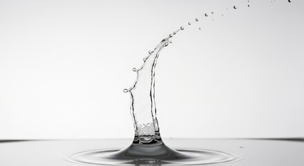 Water Splash Formation with Droplets Captured on Elegant White Background for Artistic Use