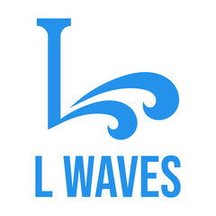 L waves ocean flat minimalist logo design