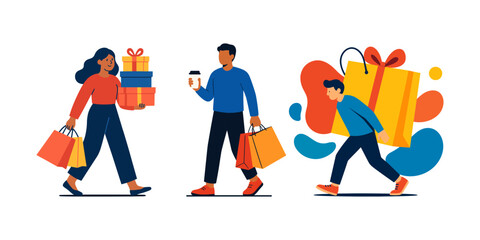 Friends return from shopping with gifts