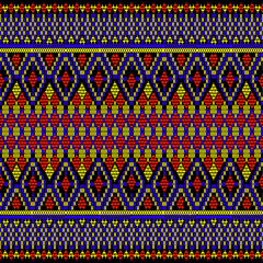 seamless geometric pattern
A seamless pixel-style geometric pattern featuring vibrant diamond shapes and symmetrical motifs in purple, pink, green, and blue. Inspired by traditional folk textiles 