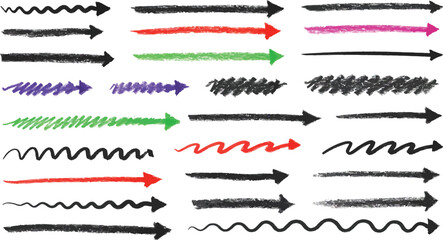 Obraz premium Collection of hand drawn arrows in various styles on transparent background