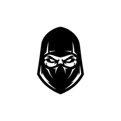 Black Ninja Mask Logo with Intense Eyes