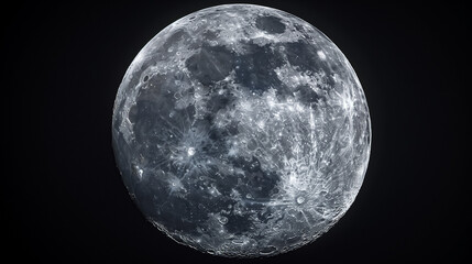 Fototapeta premium Supermoon Full Phase Capture: Lunar Craters and Maria in Hyperrealistic Detail, 800mm Telephoto Shot from Dark Sky Reserve