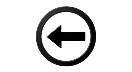 Isolated black arrow circle, pointing left indicating previous, back, navigation, rewind, or return