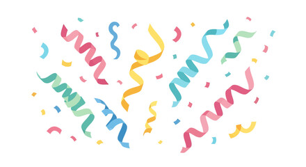Fototapeta premium Colorful Confetti and Streamers - Celebration Elements, Party Decorations, Festive Design.