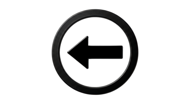 Isolated black arrow circle, pointing left indicating previous, back, navigation, rewind, or return
