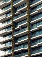 Walls of a high-rise modern apartment building
