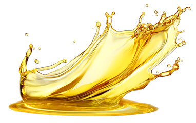 Golden Oil Splash Isolated on White Background – 3D Render of Liquid Motion for Cooking or Cosmetic Concept
