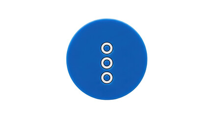 Isolated More Options Blue Button with three white circles aligned, icon, menu button