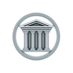 Obraz premium Gray, stylized, circular emblem of a classical temple
