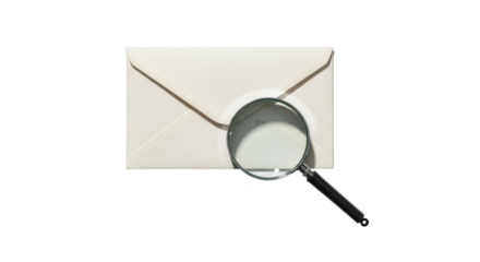 Isolated envelope document with magnifying glass represents private or important message
