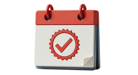 Isolated calendar with checkmark, schedule date completed task, time management concept