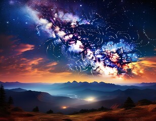 celestial scene at night with the milky way shining brightly cosmic stars milky way