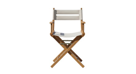 Isolated director's chair, ready for a movie star, wooden frame and canvas seat for comfort