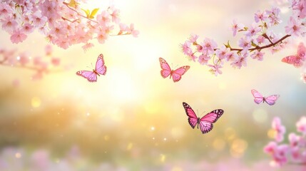 Butterflies among cherry blossoms